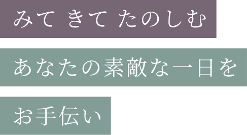 みて　きて　たのしむ　あなたの素敵な一日をお手伝い